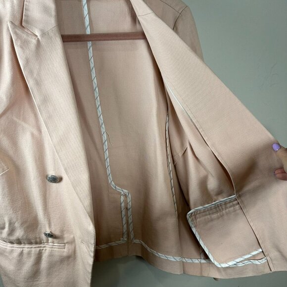 Evereve Pink Lenox Blazer Cotton Double Breasted Versatile Size XL Work Office - Picture 11 of 13